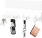 Key Holder Wall Mount, Large Metal Self Adhesive Key Hanger with 4 Hooks, Extra Adhesive Strip, White